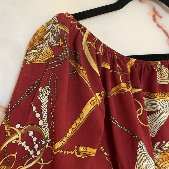 NWOT Burgundy and Gold Romper - Picture 2 of 5
